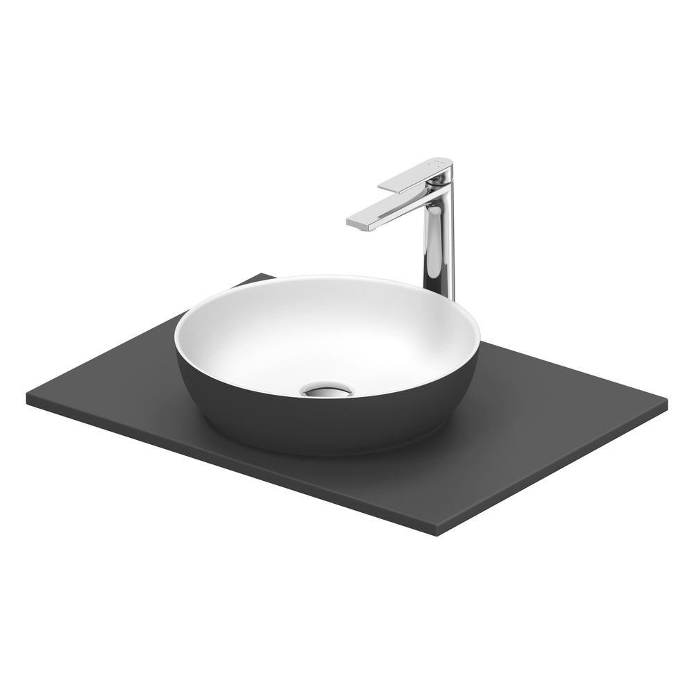 Duravit Sivida vasque sur colonne 500x680x123mm ronde, 1 cuvette, 1 lavabo, gris foncé mat