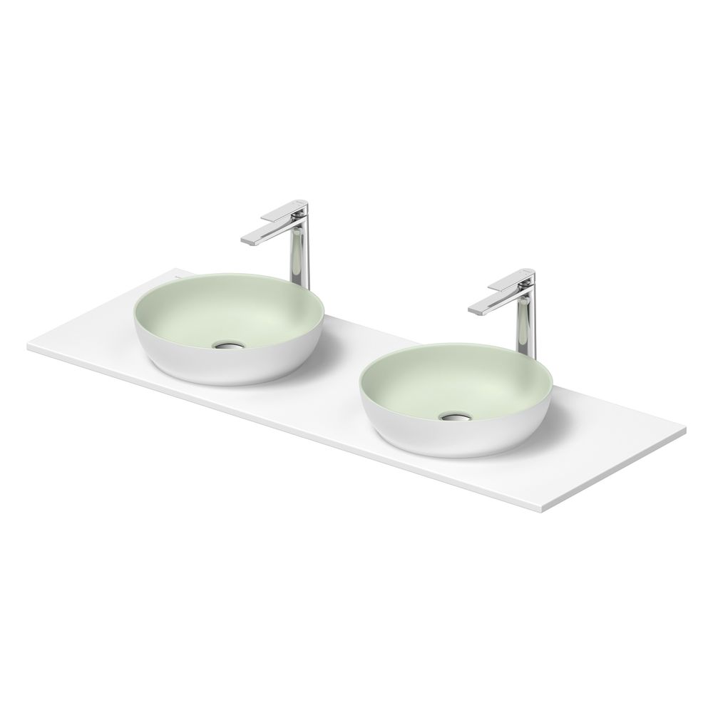 Duravit Sivida vasque sur colonne 500x1350x123mm, ronde, 2 cuvettes, 2 postes de lavage, blanc SDM/gris pâle mat