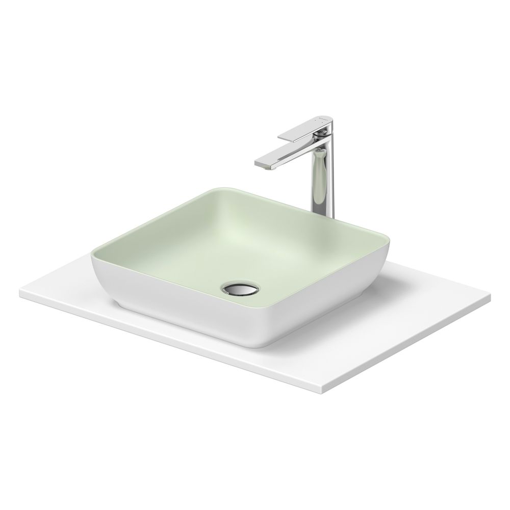 Duravit Sivida vasque sur colonne 500x680x123 mm, carrée, 1 cuve, 1 poste de lavage, blanc satiné/gris pâle mat