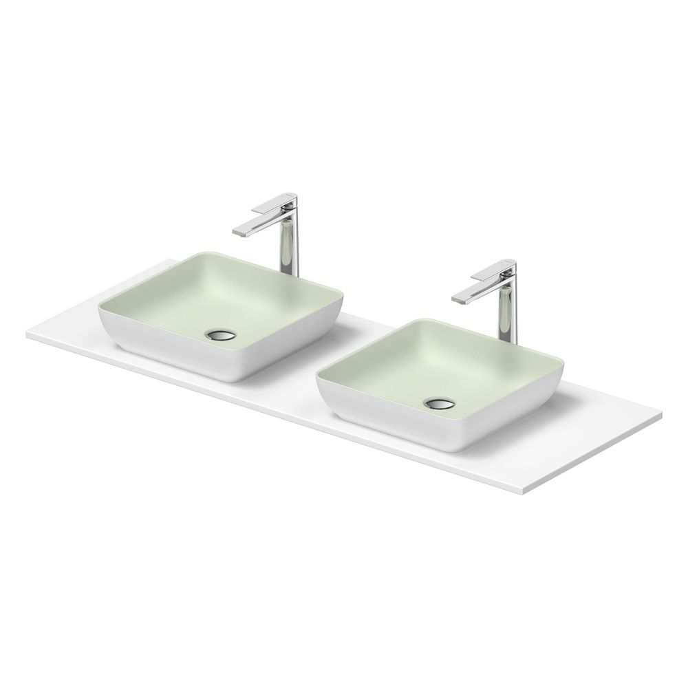 Duravit Sivida vasque sur colonne 500x1350x123 mm, carrée, 2 cuves, 2 postes de lavage, blanc SDM/gris pâle mat