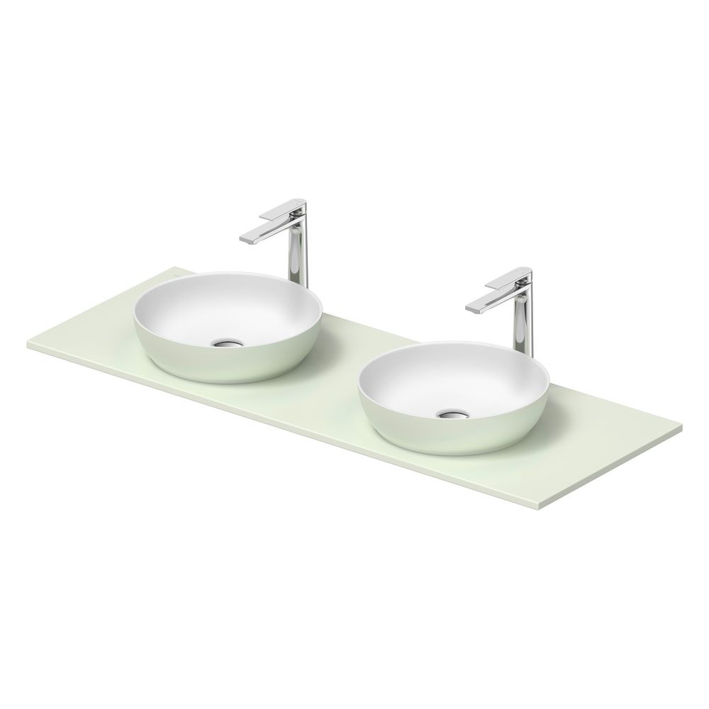 Duravit Sivida vasque sur colonne 500x1350x123mm ronde, 2 cuvettes, 2 lavabos, gris pâle mat