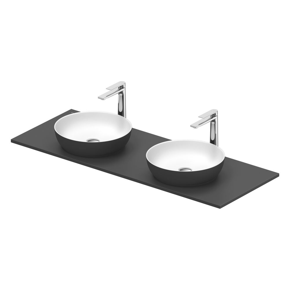 Duravit Sivida vasque sur colonne 500x1350x123mm ronde 2 cuvettes 2 emplacements de lavage Gris foncé mat