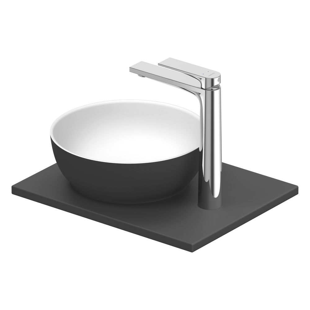 Duravit Sivida Lavabo sur colonne avec console 330x410x123mm rond 1 cuvette 1 poste de lavage gris foncé mat