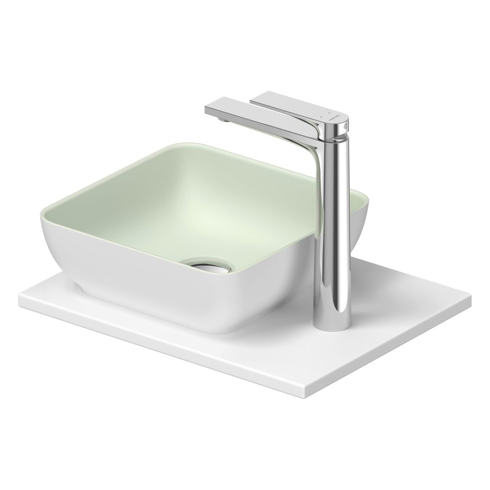 Duravit Sivida vasque sur colonne 330x410x123mm, carrée, 1 cuvette, 1 poste de lavage, blanc satiné/gris pâle mat