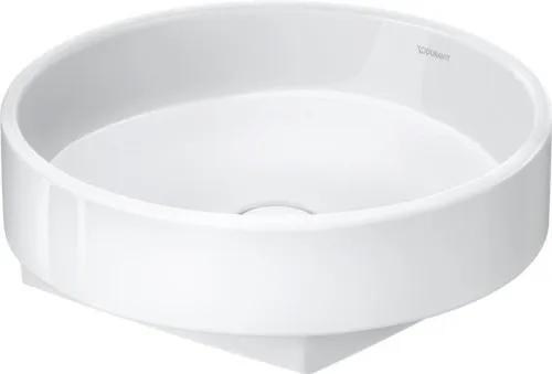 Duravit Balcoon Vasque d'appui 450mm, Blanc brillant, DuraShield, ronde, sans trop-plein ni trou de robinetterie, sous-face poncée, paroi arrière émaillée