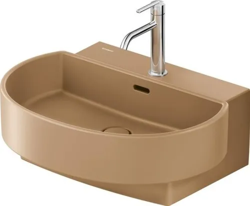 Duravit Balcoon Lavabo 480x600x220mm mural, Clay Terra Matt, forme D, DuraShield, 1 place de lavage centrale, 1 trou de robinet central, avec trop-plein