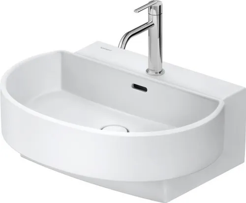 Duravit Balcoon Lavabo 480x600x220mm mural, Blanc SDM, forme D, DuraShield, 1 place de lavage centrale, 1 trou de robinet central, avec trop-plein