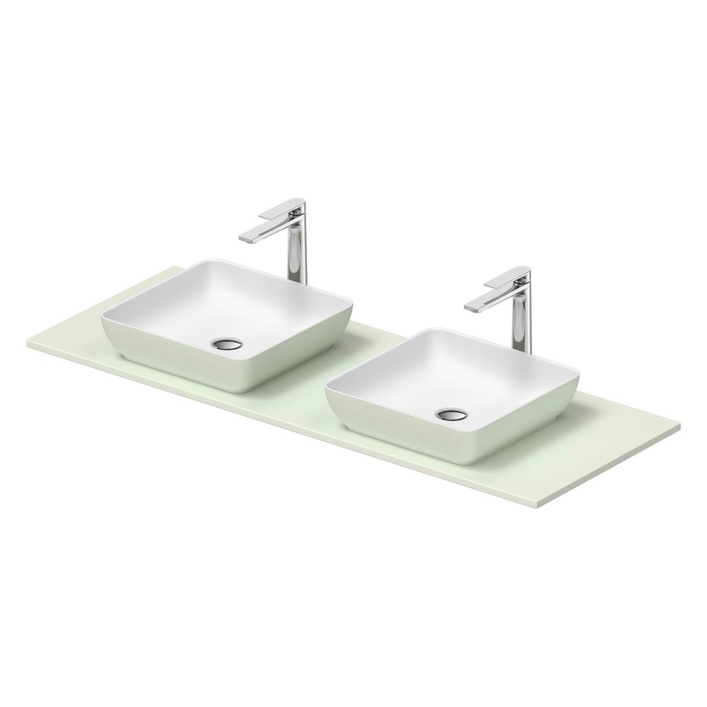 Duravit Sivida vasque à poser avec console 500x1350x123mm carrée 2 bacs 2 postes de lavage gris clair mat