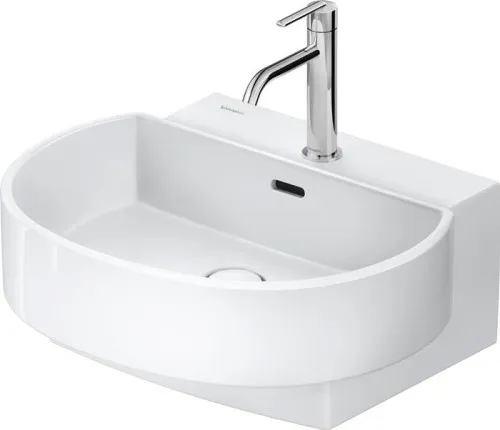 Duravit Lavabo Balcoon 480x550x185mm mural, blanc brillant, forme D, DuraShield, 1 trou de robinetterie central, 1 trou de vidange central, avec trop-plein