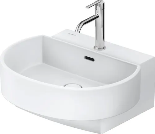 Lavabo mural DU Balcoon Duravit 550x480, avec trop-plein, avec trou de robinetterie, avec bonde/évacuation, blanc satiné