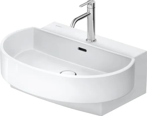 Duravit DU Balcoon lavabo 650x480 mm avec trop-plein, demi-colonne, valve/évacuation incluses, blanc brillant