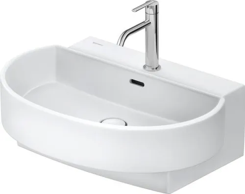 Duravit Lavabo Balcoon 480x650x220mm mural, blanc SDM, forme D, DuraShield, 1 emplacement de lavage central, 1 trou de vidange central, avec trop-plein