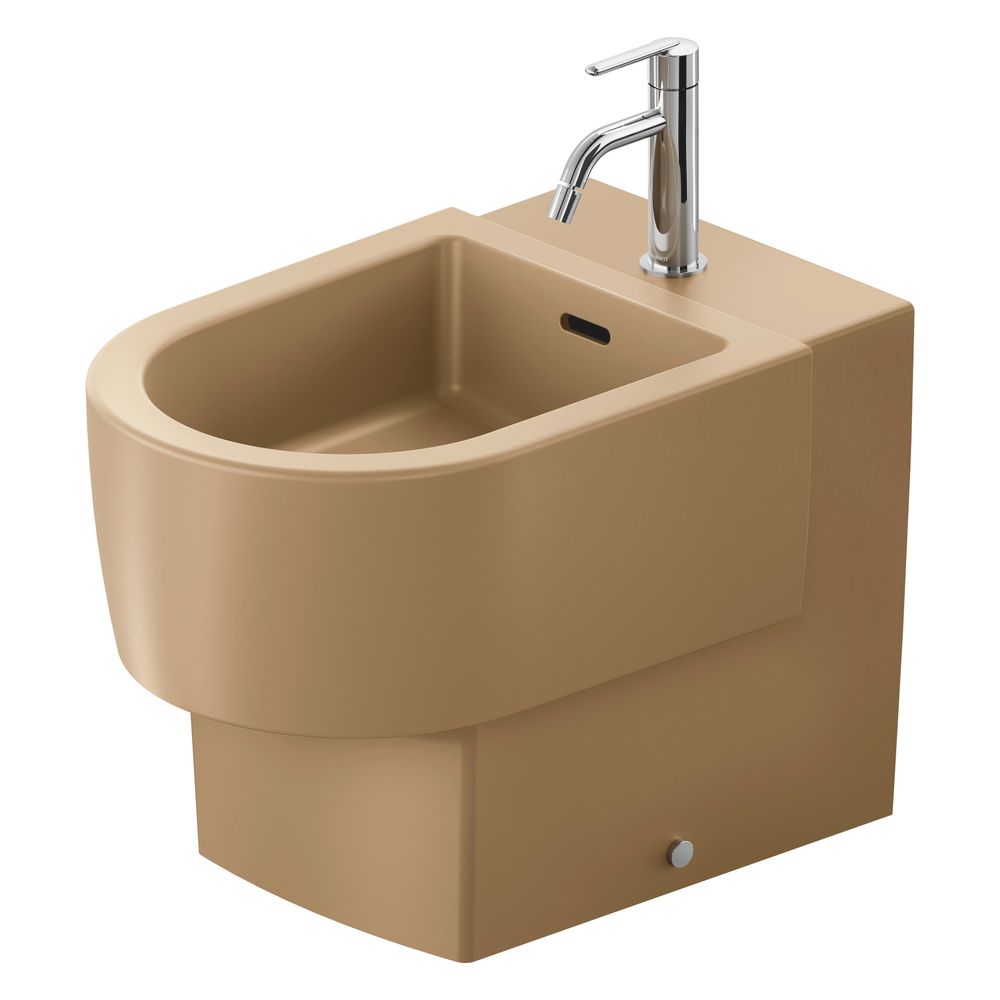 Bidet sur pied Duravit Balcoon, 570x370x400 mm, Clay Terra Matt DuraShield 1 HL avec trop-plein, fixation murale