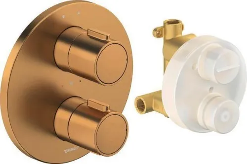 Duravit Robinetterie thermostatique Set encastré 2 consommateurs bronze brossé 24 l/min Rosace ronde