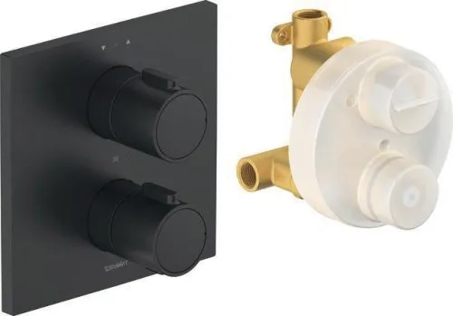 Robinetterie thermostatique Duravit Thermostat encastré, noir mat, 24 l/min, rosace carrée 170x170 mm