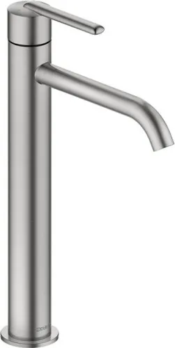 Mélangeur monocommande pour lavabo Duravit Balcoon XL FreshStart, MinusFlow, en acier inoxydable, 4 l/min, poignée, portée 153 mm, hauteur 297 mm