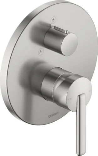 Mitigeur de douche monocommande encastré Duravit Balcoon, 2 utilisateurs, acier brossé, 170x200 mm, avec unité fonctionnelle