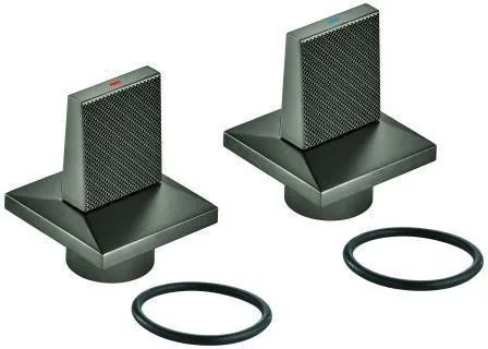 Grohe paire de poignées pour robinetterie Allure Brilliant taille M avec affichage de température rouge/bleu, graphite brossé mat, 101333AL00