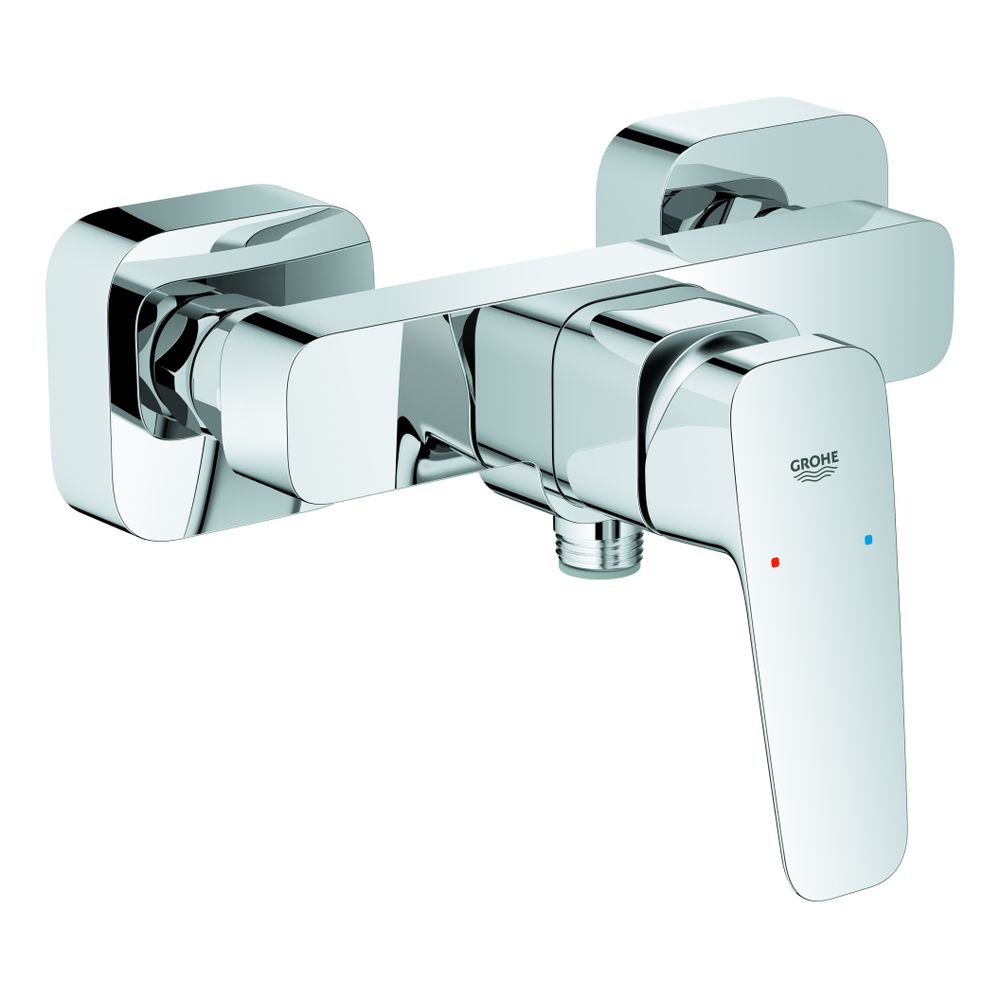 Grohe Cubeo Mitigeur de douche monocommande encastré, montage mural, avec raccords S, rosace murale, sécurité enfant, chromé, 1018240000