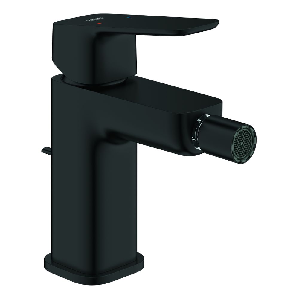 Robinetterie Grohe Cubeo pour bidet, montage 1 trou, avec articulation à rotule, évacuation par tige, noir mat, 1018102430