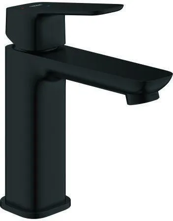 Robinetterie de lavabo Grohe Cubeo à une commande taille M, montage 1 trou, avec évacuation Push-open, position moyenne eau froide, noir mat