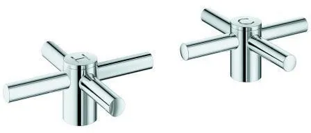 Grohe poignées croisillons Atrio, 1 kit avec marquage H et C, 1 kit sans marquage chaud/froid, Acier Satin, 14215MS0