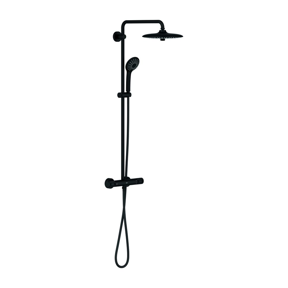 Grohe Euphoria 260 Système de douche avec mitigeur encastré, AquaDimmer, montage mural, flexible de douche 450 mm, Phantom Black