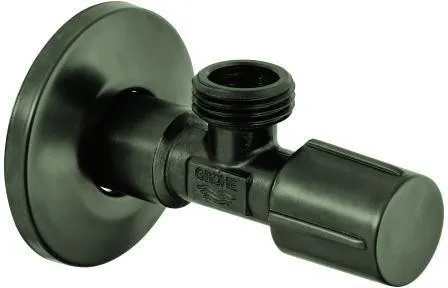 Grohe Vanne d'angle à encastrer, raccordement mural 1/2", sortie 1/2", rosace coulissante, poignée métallique, tige longue, Graphite satiné, 22041MG1