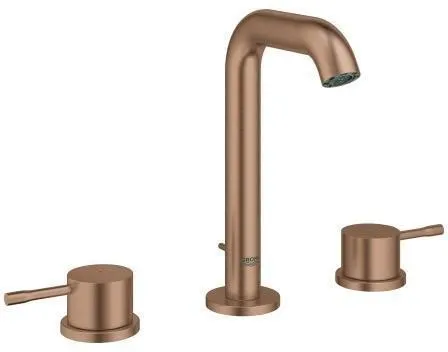 Robinetterie de lavabo Grohe Essence à 3 trous, mitigeur monotrou, finition Warm Sunset brossé, référence 20296DL1