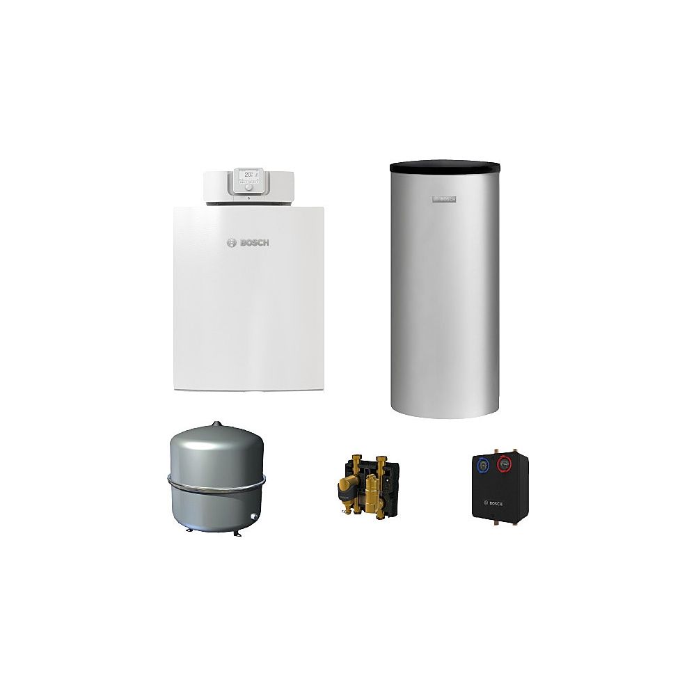 Bosch Olio Condens Kit de base à condensation au fioul Bopa OC7F11, OC7000 F, 18 kW, ballon ECS W 200-5 200 L, jeu de circuits de chauffage HS 25/6