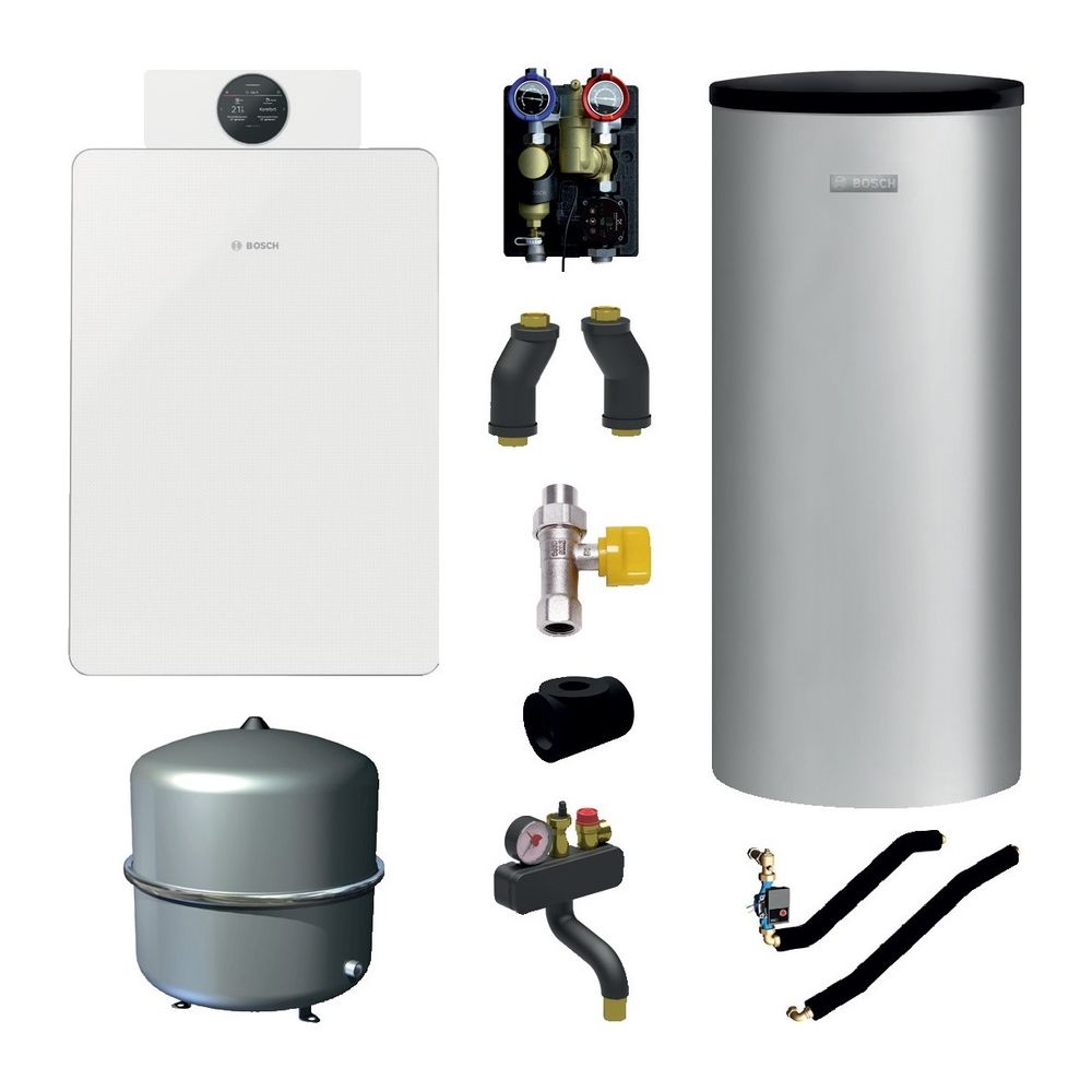 BOSCH Pack chaudière gaz à condensation Bopa GC7F22, GC7000 F 22, 22 kW, Ballon W 200-5 P1 A 200 L, HSM 25/6 MM 100, MSL 25