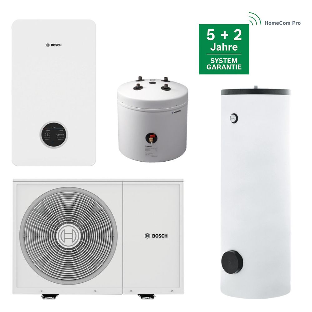 Pack pompe à chaleur air-eau Bosch Bopa CS391 avec CS3800iAW 6 OE-S, AWEi, R290, HR300, BST50, Té, séparateur de boue et accessoires