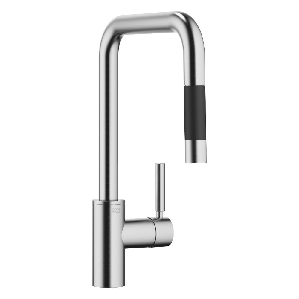 Mitigeur monocommande Dornbracht Meta Square avec pommeau pull-down, portée 240 mm, débit max. 10,4 l/min, finition chrome brossé
