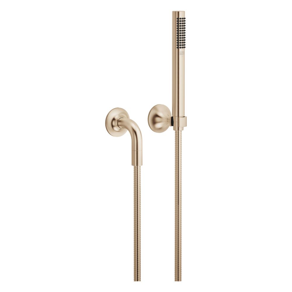 Garniture de douchette flexible Vaia Dornbracht, rosaces individuelles FlowReduce, 1250 mm, 6,8 l/min, finition Champagne brossé