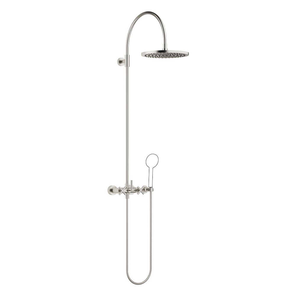 Colonne de douche Dornbracht TARA avec mitigeur, sans pommeau manuel, 420 mm, pommeau de tête 300 mm, 14 l/min, platine brossé