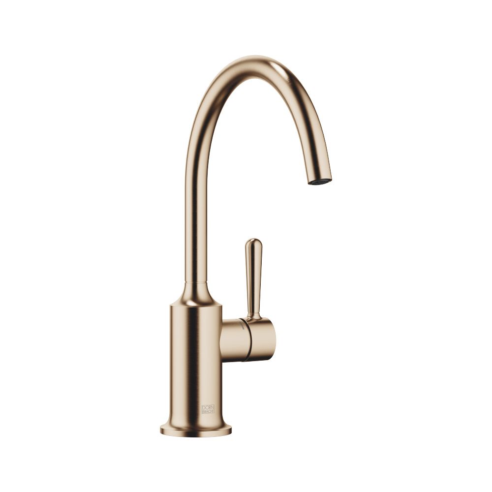 Mitigeur monotrou Vaia de Dornbracht pour douchette de cuisine/professionnelle, portée 202 mm, débit max. 7 l/min, champagne brossé or 22 carats