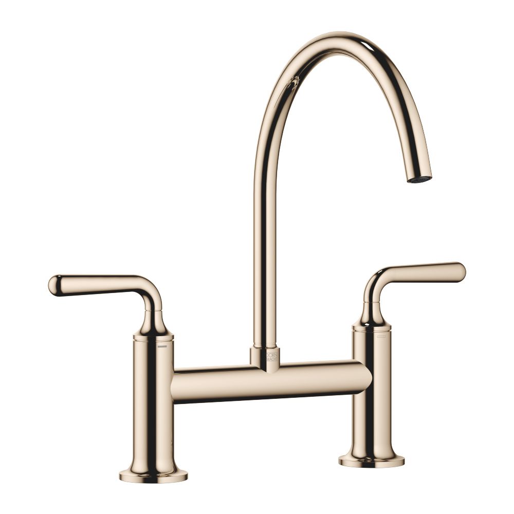 Robinetterie Dornbracht Vaia à deux trous pour douchette de rinçage/professionnelle, portée 241 mm, Champagne 22 carats or