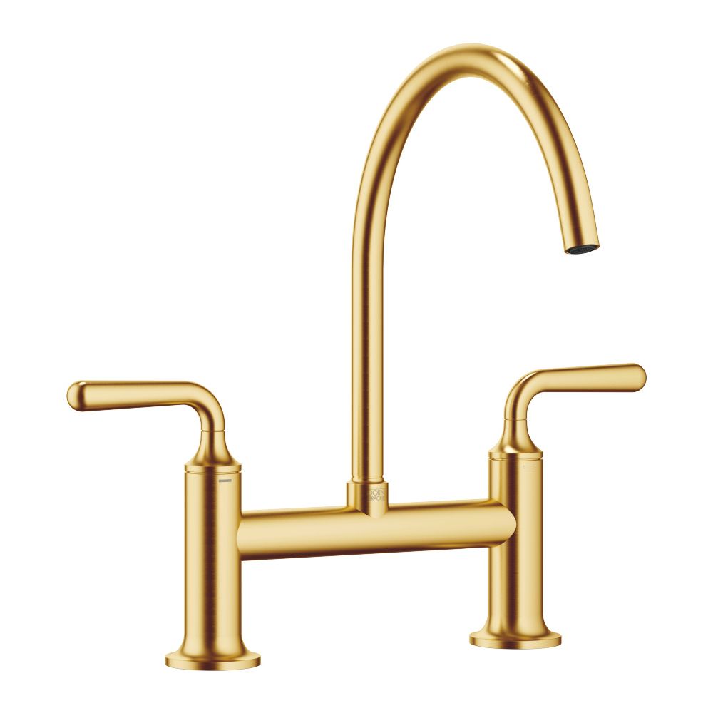 Batterie de robinetterie à deux trous Dornbracht Vaia pour douchette de cuisine/pro - portée 241 mm - laiton brossé 23 carats or