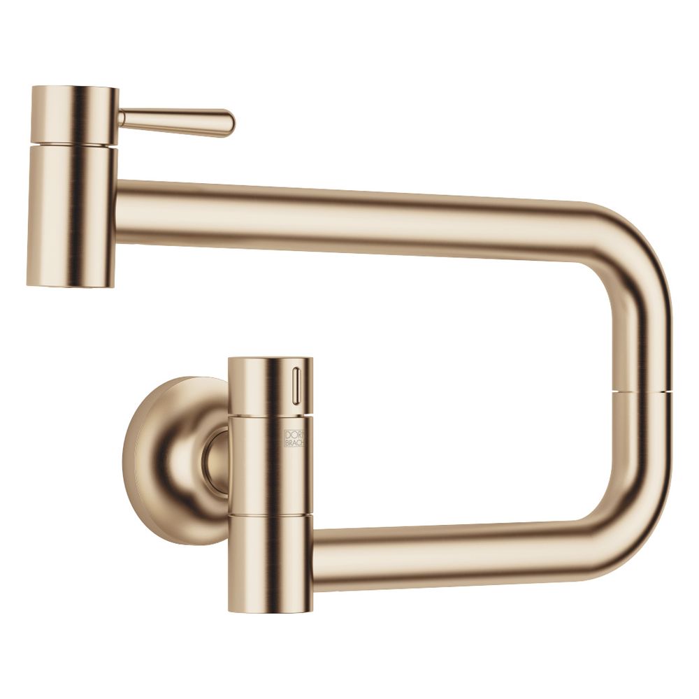 Robinet d'eau froide Pot Filler Vaia pivotant Dornbracht, portée 500 mm, 5,7 l/min, finition champagne brossé