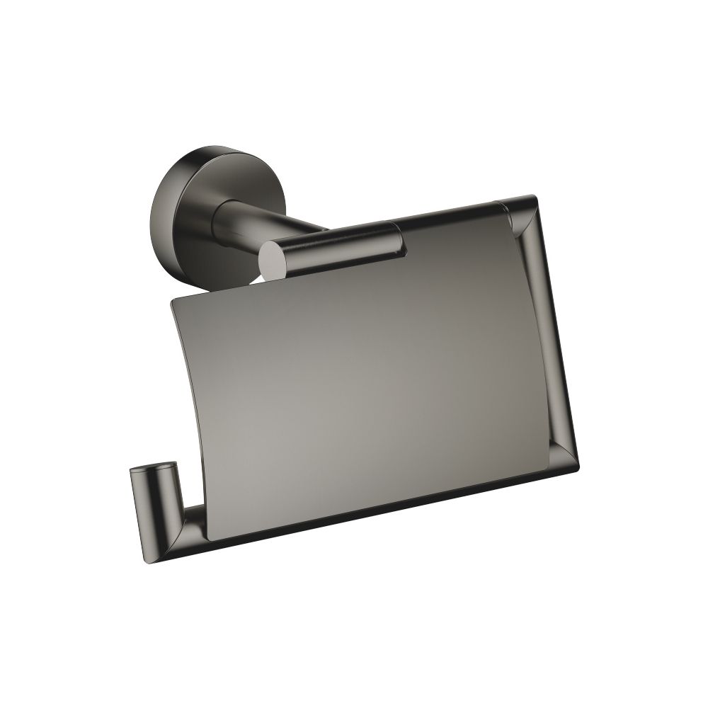 Support de rouleau de papier toilette Dornbracht avec couvercle Meta 150x95x40 mm Rosace 40 mm porte-à-faux 40 mm, Dark Platinum brossé