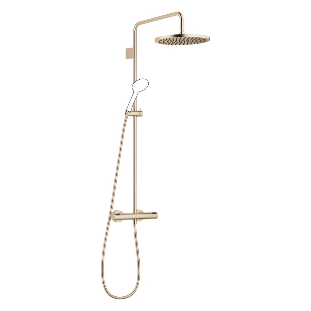 Colonne de douche Dornbracht avec pommeau thermostatique (sans pommeau manuel) 300 mm, 14 l/min, Champagne brossé or 22 carats