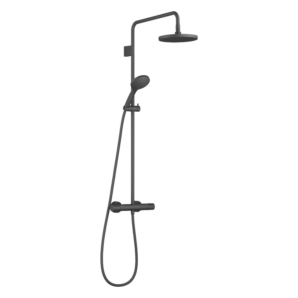Colonne de douche Dornbracht avec mitigeur thermostatique et pommeau de douche flexible D 220 mm 9 l/min, Noir mat