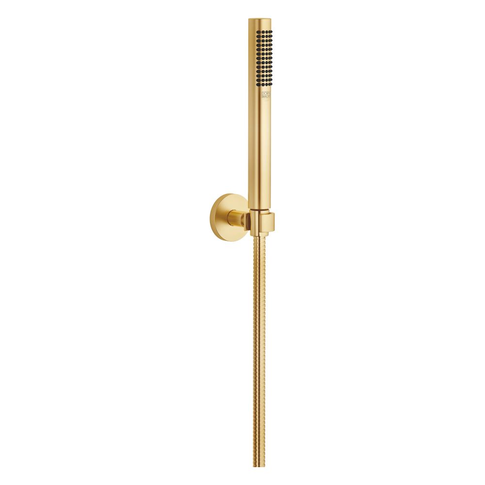 Kit douchette de flexible Meta Dornbracht 15 l/min, rosace 55 mm, sortie pommeau G 3/8", finition or brossé PVD