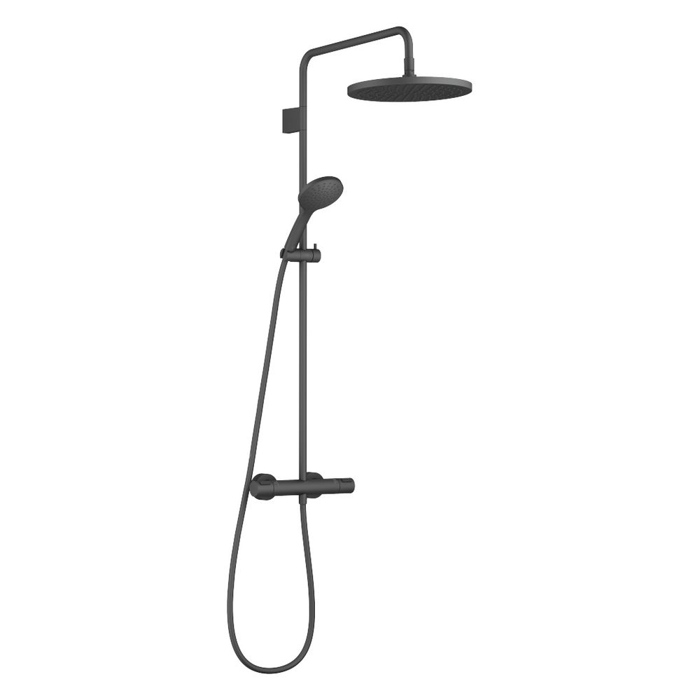 Colonne de douche Dornbracht avec mitigeur thermostatique et pommeau douche FlowReduce, noir mat (300 mm, 6,8 l/min)