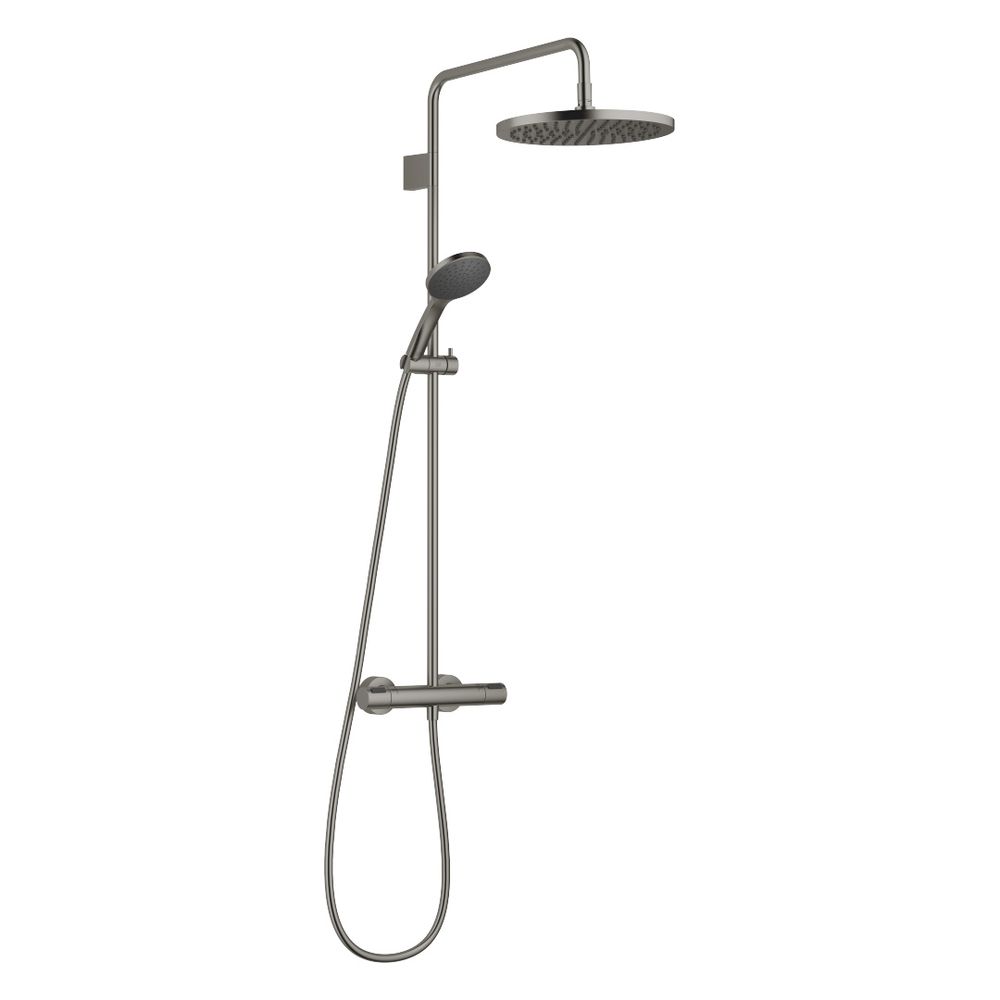 Colonne de douche Dornbracht avec mitigeur thermostatique et pommeau de douche manuel D 300 mm 14 l/min, finition Platine noir brossé