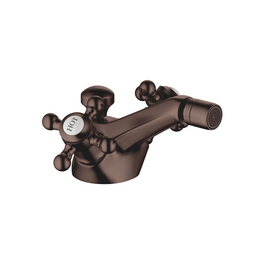 Robinetterie de bidet à trou unique Dornbracht Madison, finition bronze brossé Dark Bronze, avec garniture d'évacuation, portée 125 mm, 24510360-43