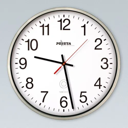 Horloge murale radio PEWETA Ø 30 cm argent