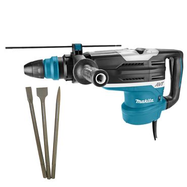 Makita Perforateur burineur HR5212C avec système SDS-MAX 52 mm dans coffret + jeu de burins 3 pièces — lot de 3 pièces