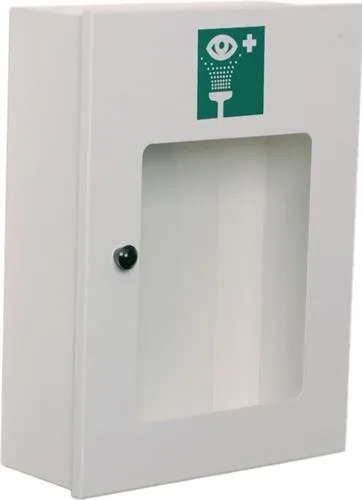 Armoire de rinçage oculaire B-safety vide en tôle d'acier, blanche avec fenêtre de visualisation