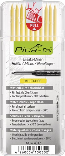 Pica Set de mines Pica-Dry 10x jaune effaçable humide — lot de 10 pièces